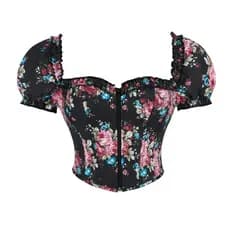 Corset Feminino Estampado - Realista Volante Decote Coração, Ajuste Cintura Modelador, Alto Suporte Bojo Vestível Fora