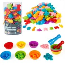 Kit Montessori Animais Silicone - Coordenação Motora + 48 Peças