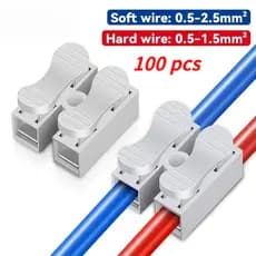 Kit 100 Peças Conector Emenda Ch 2 Vias 10a Cabo 0,5-2,5mm²