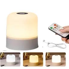 Quarto abajur toque mesa do emissor de lâmpada recarregável de cabeceira 3 modo de luz com controle remoto