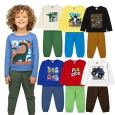 Kit 6 ou 4 Peças Conjunto Infantil Masculino Roupa de Frio Menino Blusa Meia Estação Calça Escola