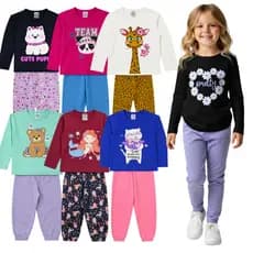 Kit 4 ou 6 Peças 2 ou 3 Conjunto Infantil Manga Longa Menina Calça + Blusa Meia Estação Roupa