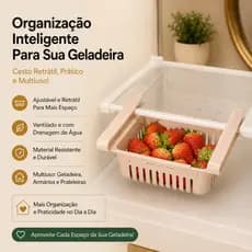 KIt 2 Cesto Organizador De Geladeira Multiuso Gaveta Retrátil Ajustável Prático Portátil "Promoção"