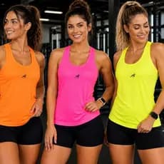 Kit 3 Regatas Femininas Nadadora Dry Fit Proteção UV Tecido Leve Anti Odor