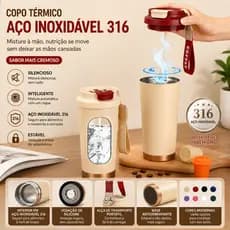 Copo Misturador Automático Inox 316 500ml Portátil Café Suco Proteína Shake Bebidas Diário
