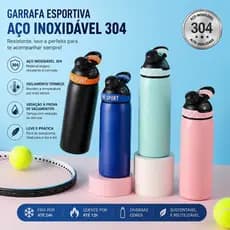 Garrafa Térmica Inox 304 800ml com Alça Mantém Bebidas Quentes Frias Academia Trabalho Viagem