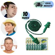 PROTETOR AURICULAR 17dB PARA OUVIDO PLUG CORDÃO VERDE CONTRA SONS E RUÍDOS ALTOS EPI COM CA