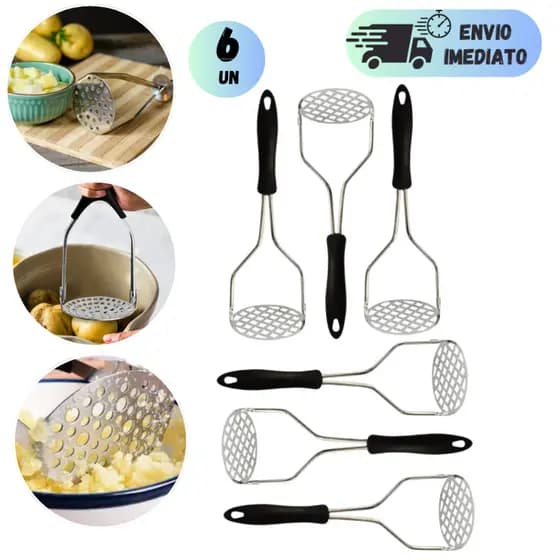 KIT AMASSADOR MANUAL DE BATATAS INOX PARA LEGUMES ESPREMEDOR TRITURADOR TOMATE COZINHA CULINARIO RESTAURANTE