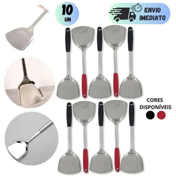 ESPÁTULAS KIT 4 A 10 INOX JOGO PARA COZINHA UTENSÍLIO ARROZ CULINÁRIO RESISTENTE PANELA