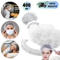 KIT 200 A 400 TOUCAS DE TNT SANFONADA BRANCA COM ELASTICO PARA PARA ESTETICA COZINHA MANICURE HOSPITAL MULTIUSO