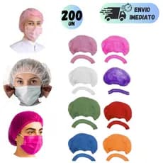 TOUCAS SANFONADA KIT 100 A 200 TNT COM ELASTICO PARA ESTETICA COZINHA MANICURE HOSPITAL COLORIDA ROSA VERDE VERMELHA