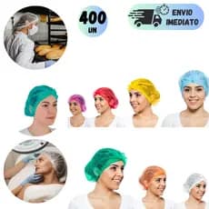 TOUCAS SANFONADA TNT  COM ELASTICO KIT 200 A 400 PARA ESTETICA COZINHA MANICURE COLORIDA ROSA AZUL VERDE VERMELHA