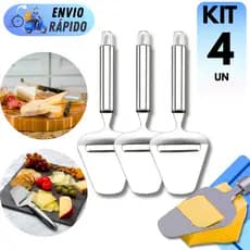 KIT 2 OU 4 ESPATULAS PARA QUEIJO FRIOS MUSSARELA  CORTADOR INOX PREMIUM MULTIUSO MANUAL FATIADOR DE   BOLO