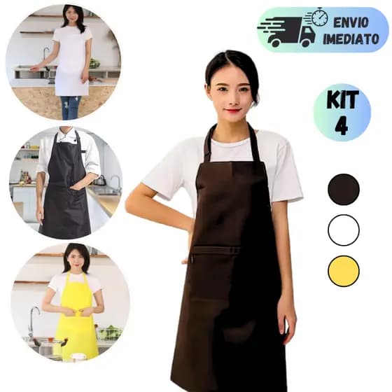 KIT 2 A 4 AVENTAIS DE PVC IMPERMEÁVEIS PARA COZINHA RESTAURANTE GARÇOM LIMPEZA VARIAS CORES