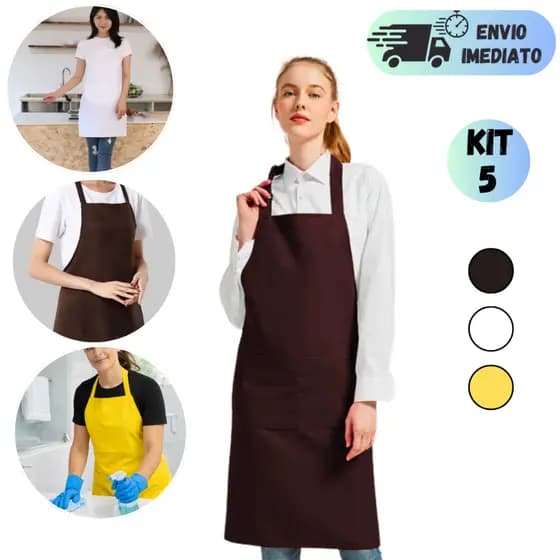 KIT 2 A 5 AVENTAIS DE PVC 120 x 70cm PARA COZINHA E RESTAURANTE IMPERMEÁVEIS RESISTENTE LIMPEZA QUIMICO