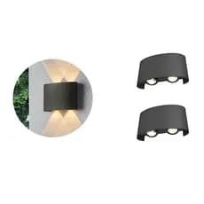 Kit 2 Arandela Meia Lua Retangular de Parede 4w Branco Quente 3000K IP65 A prova D'agua Bivolt Cor Preto