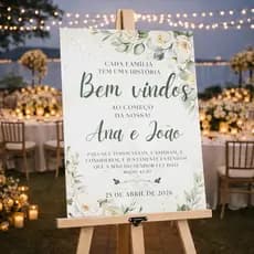 Placa Quadro Bem Vindo ao Nosso Casamento Branco e Verde Mdf