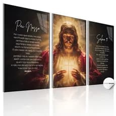 Quadros Decorativos Jesus Pai Nosso e Salmo 91Quadro Religioso Fé Proteção Inspiração Parede Sala Quarto