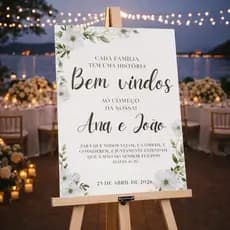 Placa Para Recepção de Casamento Bem Vindos Personalizado