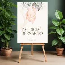 Placa Casamento Boas Vindas Personalizada Noivos Ilustração Aliança Painel Recepção Festa MDF Decorativa Igreja Luxo Top