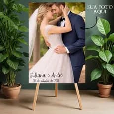 Placa de Casamento Boas Vindas com Foto Total Personalizada Painel Noivos Recepção Festa MDF Decorativa Entrada Luxo Top