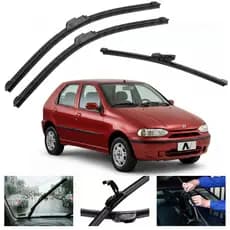 Kit Palhetas Limpador Parabrisa Dianteira Traseira Fiat Palio 1996 a 2011 Original Encaixe Perfeito Premium