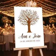 Placa Decorativa Para Casamento Árvore Digital e nomes Personalizada