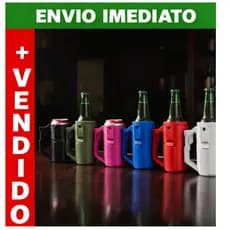 Porta Lata Cerveja Garrafa Long Neck e Lata Slim Com Abridor Copo Térmico