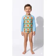 Conjunto praia infantil masculino proteção Uv manga longa + sunga