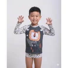 Conjunto Praia Infantil Menino Proteção UV Manga Longa + Sunga Roupa de Banho Infantil
