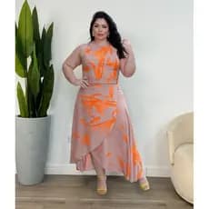 SAIA ENVELOPE E CROPPED Plus Size Feminino, Conjunto Elegante - Tecido VISCOLINHO