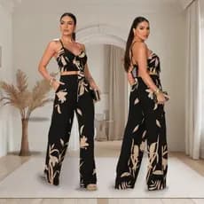 CONJUNTO FEMININO CALÇA PANTALONA E CROPPED, Social & Casual Estilo e Condorto Elegante!