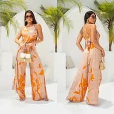 Macacão Feminino Envelope (transpassado) Calça Forma Pantalona Social Elegante - Tecido VISCOLINHO