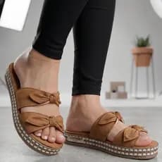 Sandália Anabela Feminino Casual Dois Laços Confortável Solado Antiderrapante Plataforma Menina Leve