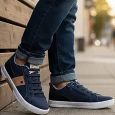 Tênis Infantil Masculino Casual Sapatênis Zíper Escolar Menino Passeio Leve Confortável Azul Marinho