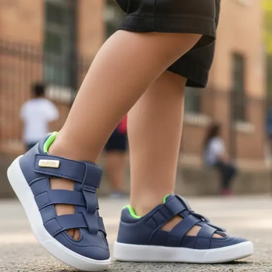 Tênis Infantil Menino Sandália Papete Casual Escolar Confortável Sandatênis Azul Marinho