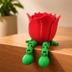 Rosa Vermelha Articulada Namorados Present Dia das Mães e Criativo e Decorativo Impressão 3D Decoração Perna Flexível
