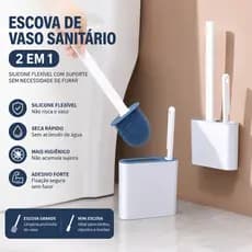 Escova Sanitária 2 em 1 Silicone Flexível Antibacteriana Limpeza Profunda Vaso Sanitário Banheiro