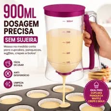 Dispenser Dosador de Massa 900ml Anti Vazamento para Panqueca, Cupcake, Waffle e Bolo