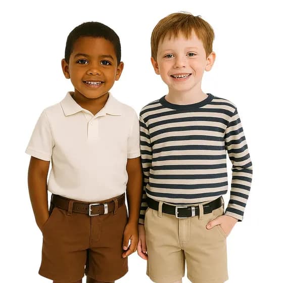 Cinto Infantil Juvenil Sintético Clássico Preto Marrom Ajustável Fivela Removível