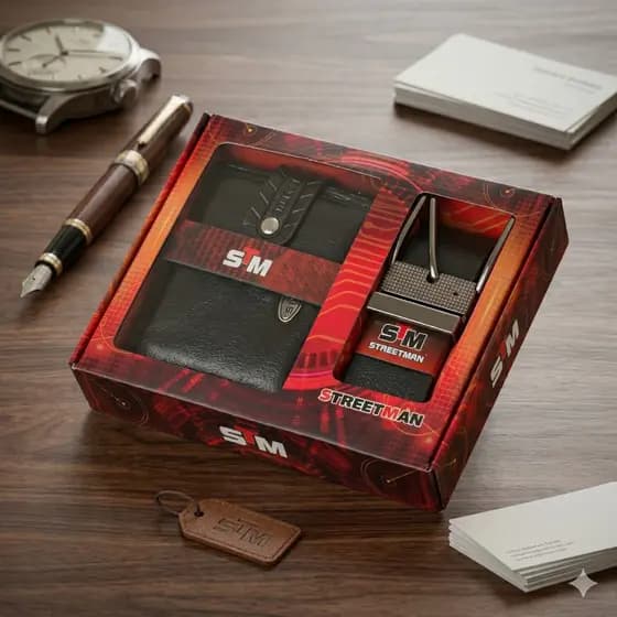 Kit Cinto Largo Casual + Carteira Pequena De Botão Minimalista Compacta Portas Cartões