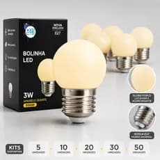 Kit Lâmpada LED Bolinha Decorativa 3000K 3W – Kit 5 10 20 30 50 Unidades
