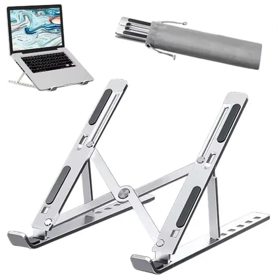 Base suporte para Notebook Macbook Laptop Celular livro feita em alumínio com bolsa para transporte