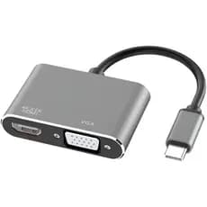 Dock Usb C com portas VGA e HDMI compatível com Macbook Notebook Windows Linux Chromebook