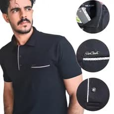 Camiseta Masculina Gola Polo Com Bolso Embutido Tecido Premium Manga Curta Casual