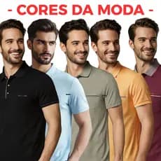 Polo Masculina Cores Variadas Com Bolso Algodão Premium Manga Curta Estilo Casual