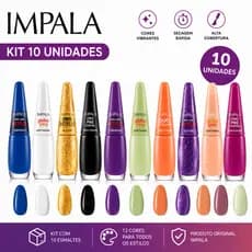 KIT ATACADO 10 Esmaltes Impala Sortidos Alta Cobertura