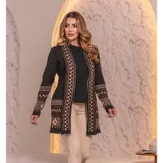 Kimono Tricot Casaco Manga Longa Cardigan Feminino Sobretudo Inverno Aberto Elegante Boho Chic