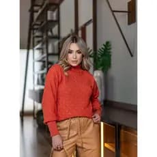 Blusa Feminina Gola Alta Tricô Inverno Frio Ponto Laços Elegante Básica | Use&use Tricot