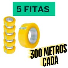 KIT com 5 fitas Adesivas de 300 metros cada Alta Aderência Largura 4,5cm Uso Profissional.